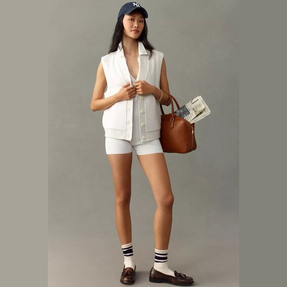 NEW Varley - Sizes S, M Women's Vicky Collared Button-Front Gilet - Ivory Marl - Picture 3 of 4